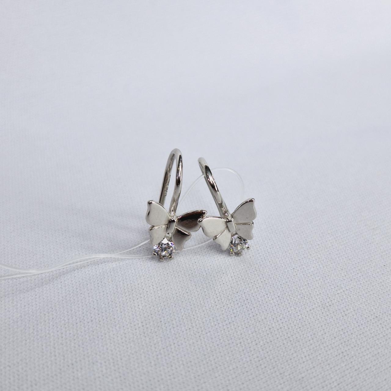 Серебряные детские серьги Фианит Aquamarine 48780А.5 серебро с родием коллекц. Happy, фото 1