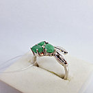 Серьги из серебра с фианитами Индия O800 , изумрудный, с английским замком, фото 2