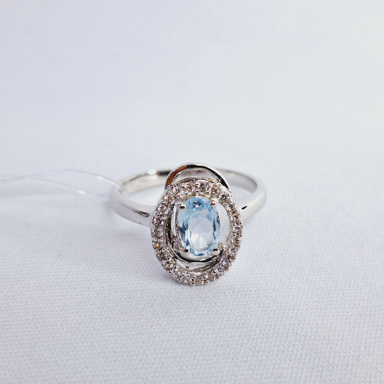 Серьги из серебра с фианитами Индия O944 , голубой, с английским замком, фото 1