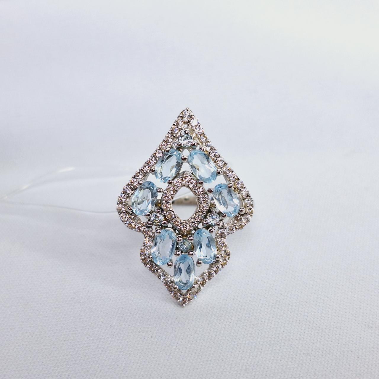 Серьги из серебра с фианитами Индия O814  вид висячие, голубой, с английским замком, фото 1