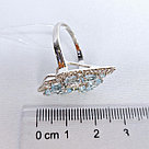 Серьги из серебра с фианитами Индия O814  вид висячие, голубой, с английским замком, фото 3