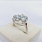 Серьги из серебра с фианитами Индия O903 вид висячие, голубой, с английским замком, фото 2