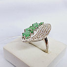 Серьги из серебра с фианитами Индия O909 вид висячие, изумрудный, с английским замком, фото 2