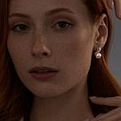 Серьги из золочёного серебра с жемчугом и фианитами SOKOLOV 93020789 серебро с позолотой, с английским замком, фото 4