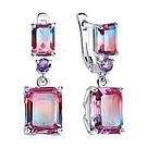 Серьги из серебра с ситаллами и сиреневыми фианитами SOKOLOV 92021949 серебро с родием, с английским замком, фото 2