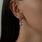 Серьги из серебра с ситаллами и сиреневыми фианитами SOKOLOV 92021949 серебро с родием, с английским замком, фото 4