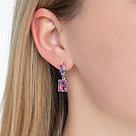 Серьги из серебра с ситаллами и сиреневыми фианитами SOKOLOV 92021949 серебро с родием, с английским замком, фото 6