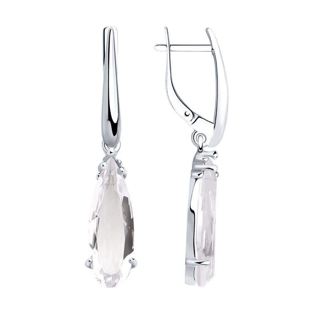 Серьги из серебра с горным хрусталем SOKOLOV 92021960 серебро с родием, с английским замком, фото 1