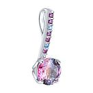 Подвеска из серебра с ситаллом и голубыми и сиреневыми фианитами SOKOLOV 92030547 серебро с родием, фото 2