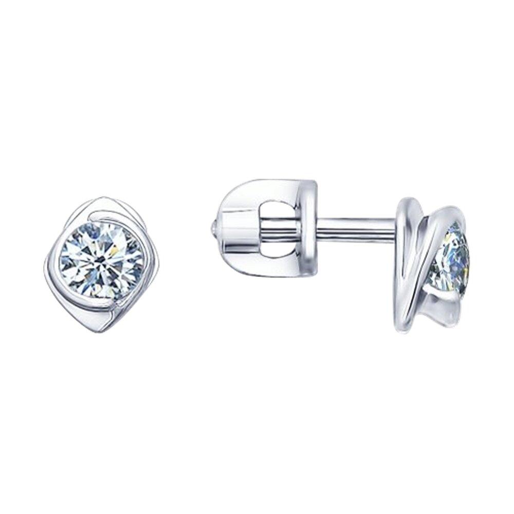 Серьги-пусеты из серебра с фианитами SOKOLOV 94021692 серебро с родием,, фото 1