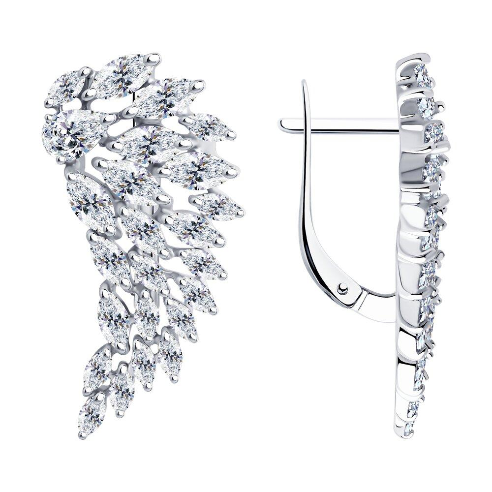 Серьги из серебра с фианитами SOKOLOV 94022194 серебро с родием, с английским замком, фото 1