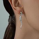 Серьги длинные из серебра с фианитами SOKOLOV 94021399 серебро с родием, с английским замком, фото 3