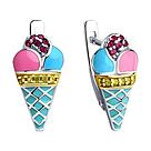 Серьги из золочёного серебра с эмалью и фианитами SOKOLOV 94022777 серебро с родием, с английским замком, фото 2