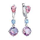 Серьги из серебра с ситаллами и фианитами SOKOLOV 92021978 серебро с родием, с английским замком, фото 2