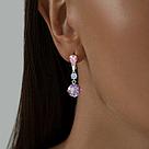 Серьги из серебра с ситаллами и фианитами SOKOLOV 92021978 серебро с родием, с английским замком, фото 3