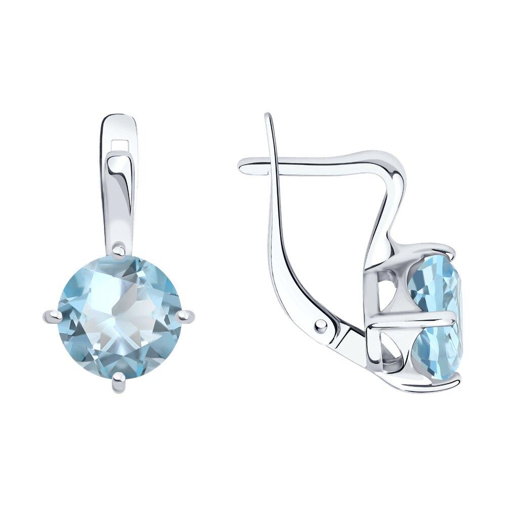 Серьги из серебра с топазами SOKOLOV 92022036 серебро с родием, с английским замком, фото 1