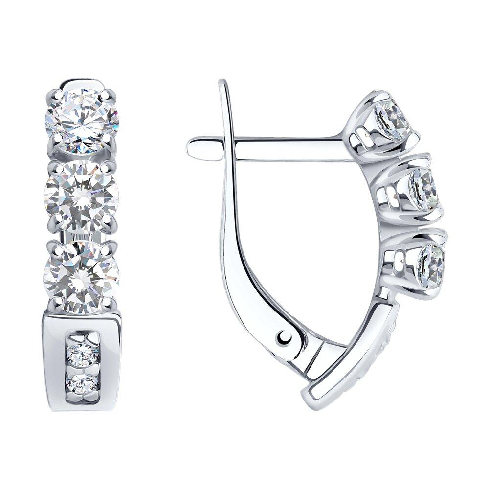 Серьги из серебра с фианитами SOKOLOV 94022979 серебро с родием, с английским замком, фото 1