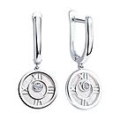 Серьги из серебра с перламутром и фианитами SOKOLOV 94023195 серебро с родием, с английским замком, фото 2