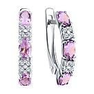 Серьги из серебра с аметистами и фианитами SOKOLOV 92021432 серебро с родием, с английским замком, фото 2