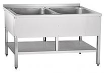 Ванна моечная двухсекционная ВМП-6-2-5РН (с полкой)