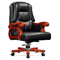 Кожаное офисное кресло премиум класс, роскошное кресло с деревянным подколотником и ножкой, Кресло для массажа из красного дерева