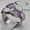 Кольцо серебро 925пр 5,1г, аметист, лунный камень размер 18,5, фото 2