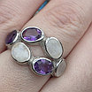 Кольцо серебро 925пр 5,1г, аметист, лунный камень размер 18,5, фото 4