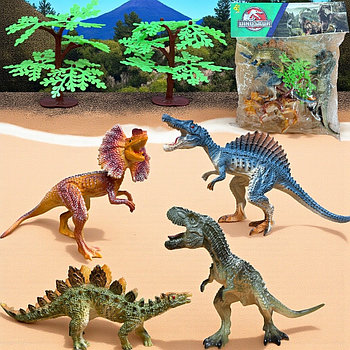 714 Динозавры 4 вида + 2 дерева 38*28см