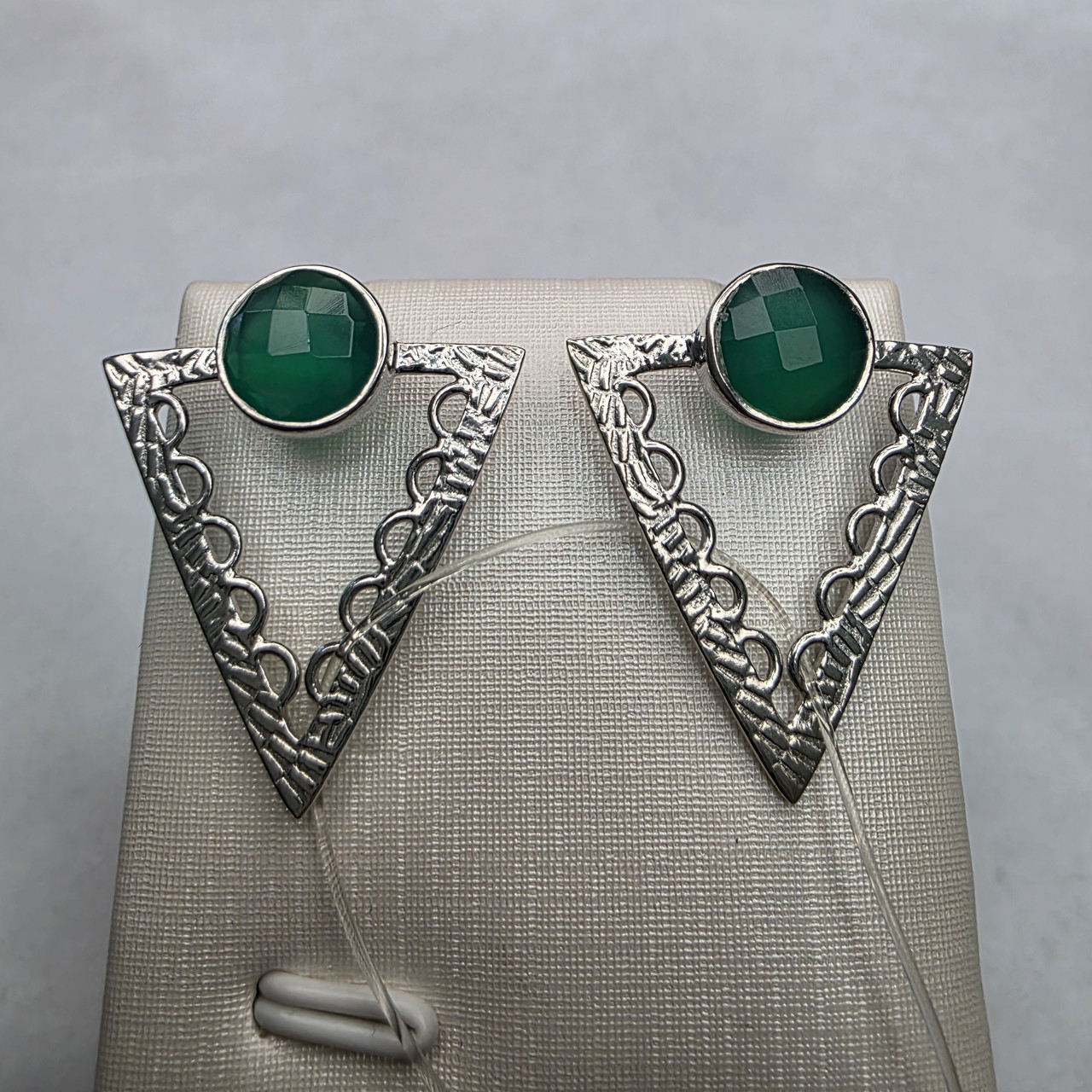 Серьги серебро 925пр 4,2г, хризопраз, фото 1