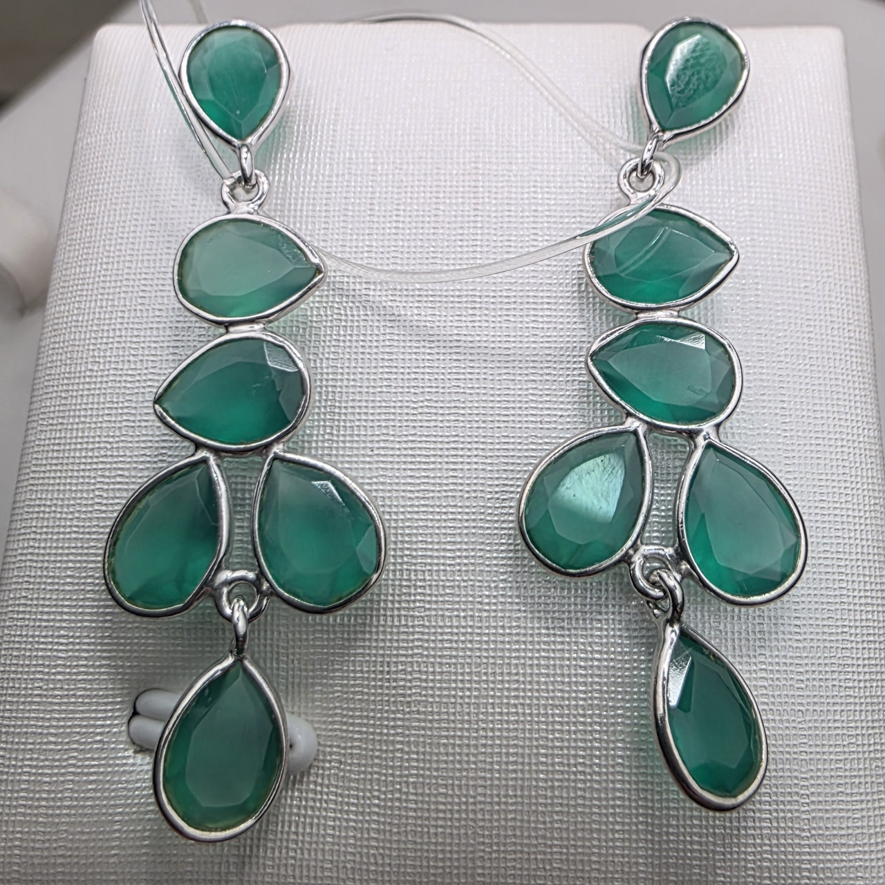 Серьги серебро 925пр 2,8г, хризопраз, фото 1