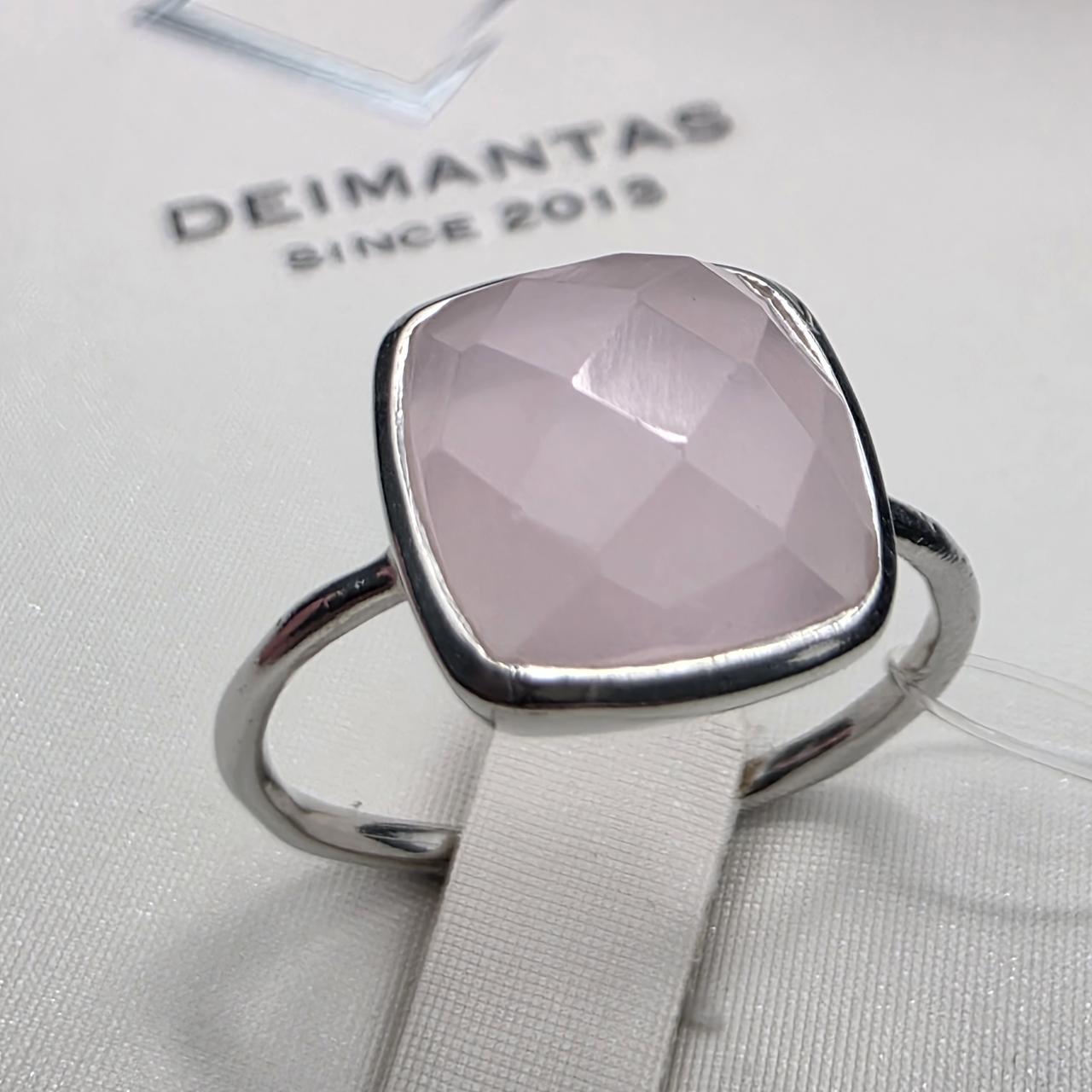 Кольцо серебро 925пр 2,6г, кварц розовый , размер 17,5, фото 1