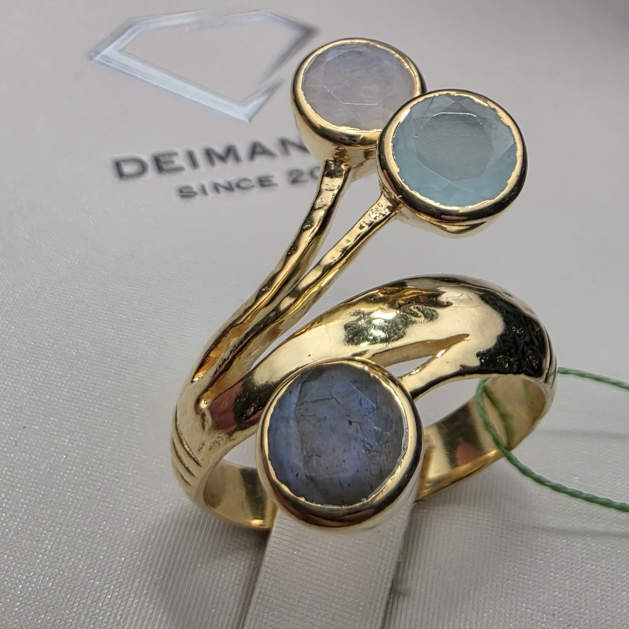 Кольцо серебро 925пр 5,85г, кварц, лабрадор размер 19, фото 1