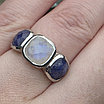 Кольцо серебро 925пр 6г, лабрадор, лазурит размер 17, фото 6