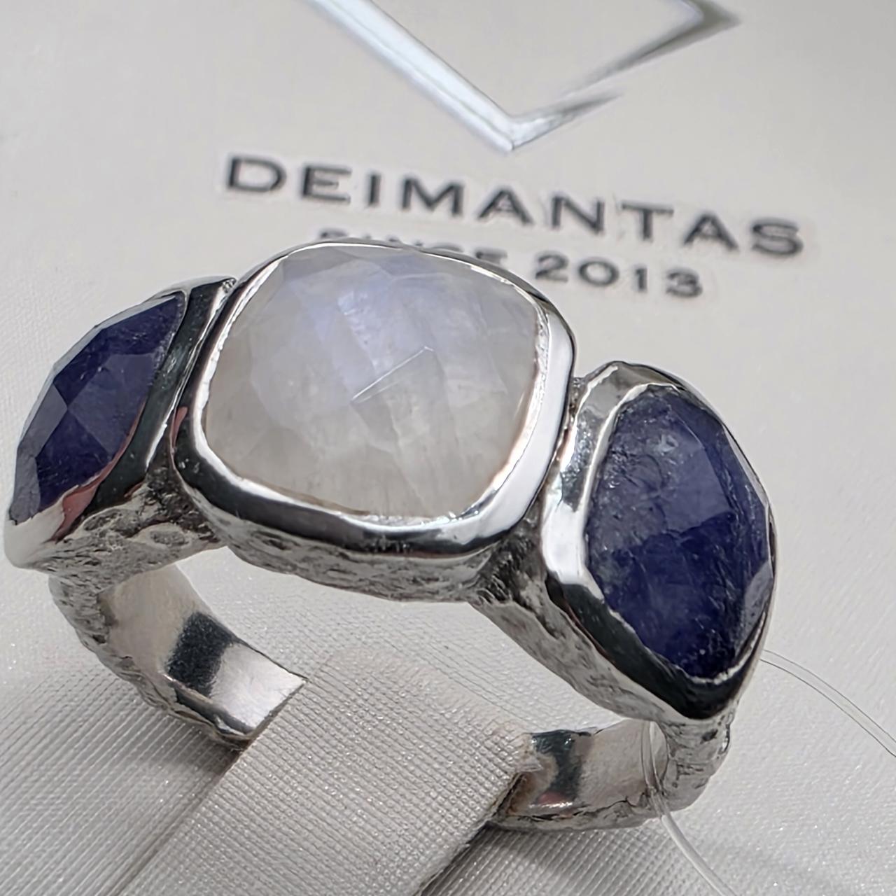 Кольцо серебро 925пр 6г, лабрадор, лазурит размер 17, фото 1