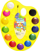 Краски акварельные медовые 12 цветов с кисточкой