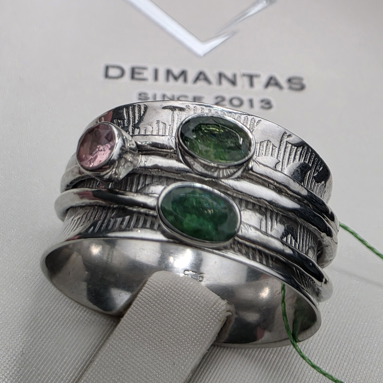 Кольцо серебро 925пр 6,7г, хризолит, кварпц размер 19, фото 1