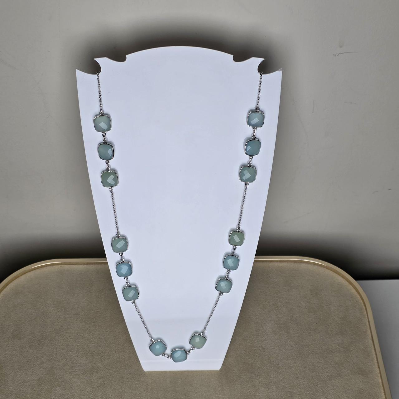 Колье серебро 925пр 24г, голубой кварц , размер 60, фото 1