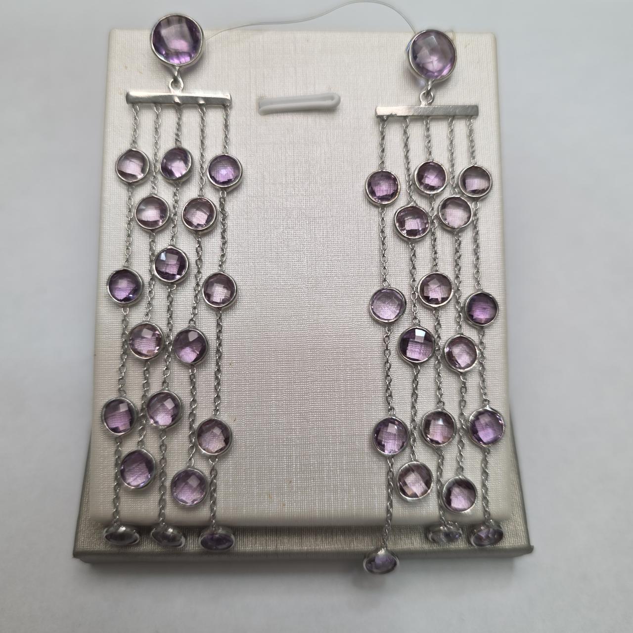 Серьги серебро 925пр 9,3г, аметист, фото 1