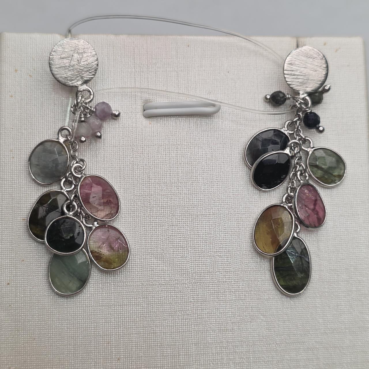 Серьги серебро 925пр 4,9г, турмалин, фото 1