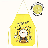 Детский фартук для творчества водоотталкивающий с пчелой ярко желтая