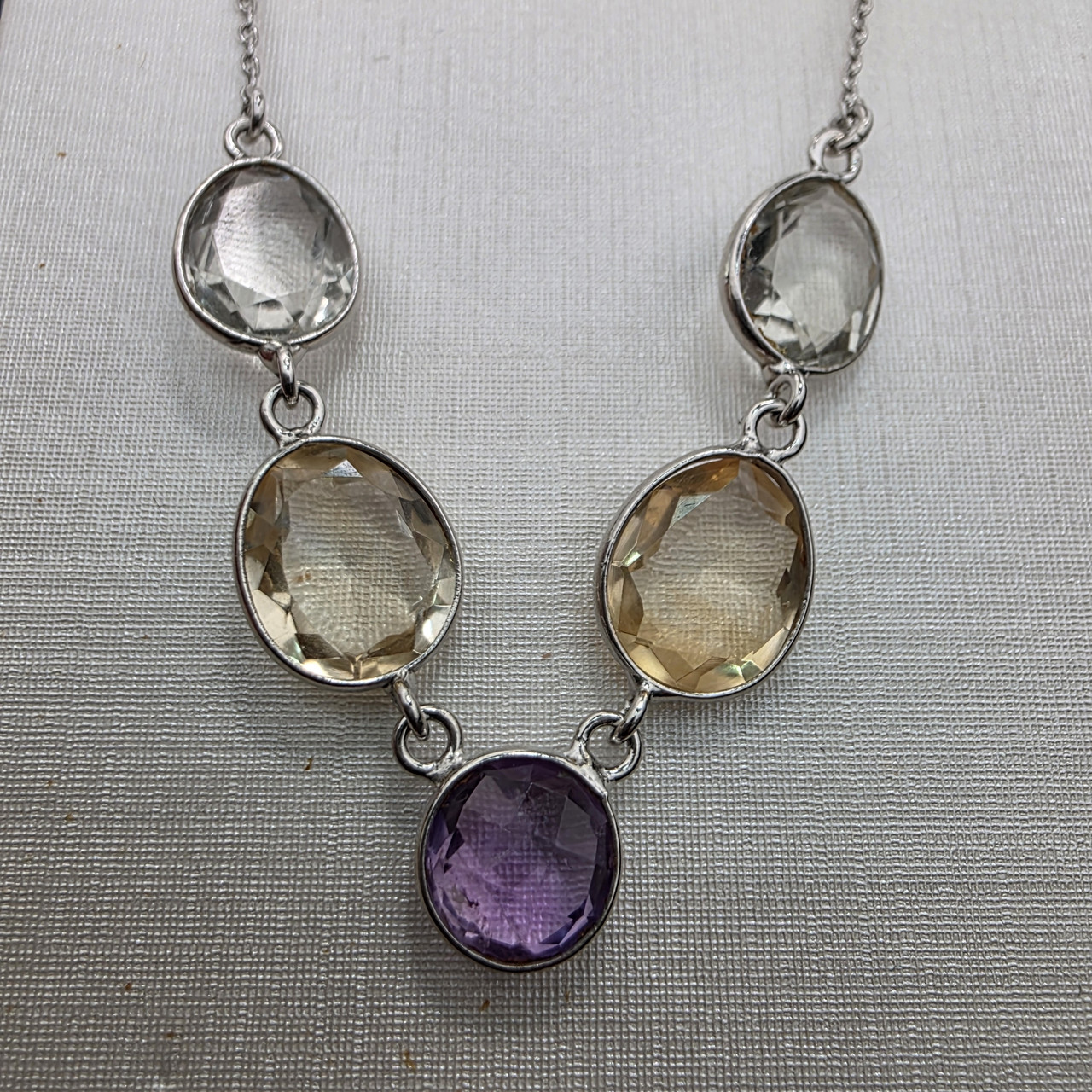 Колье серебро 925пр 5,5г, аметист цитрин, размер 40-45, фото 1