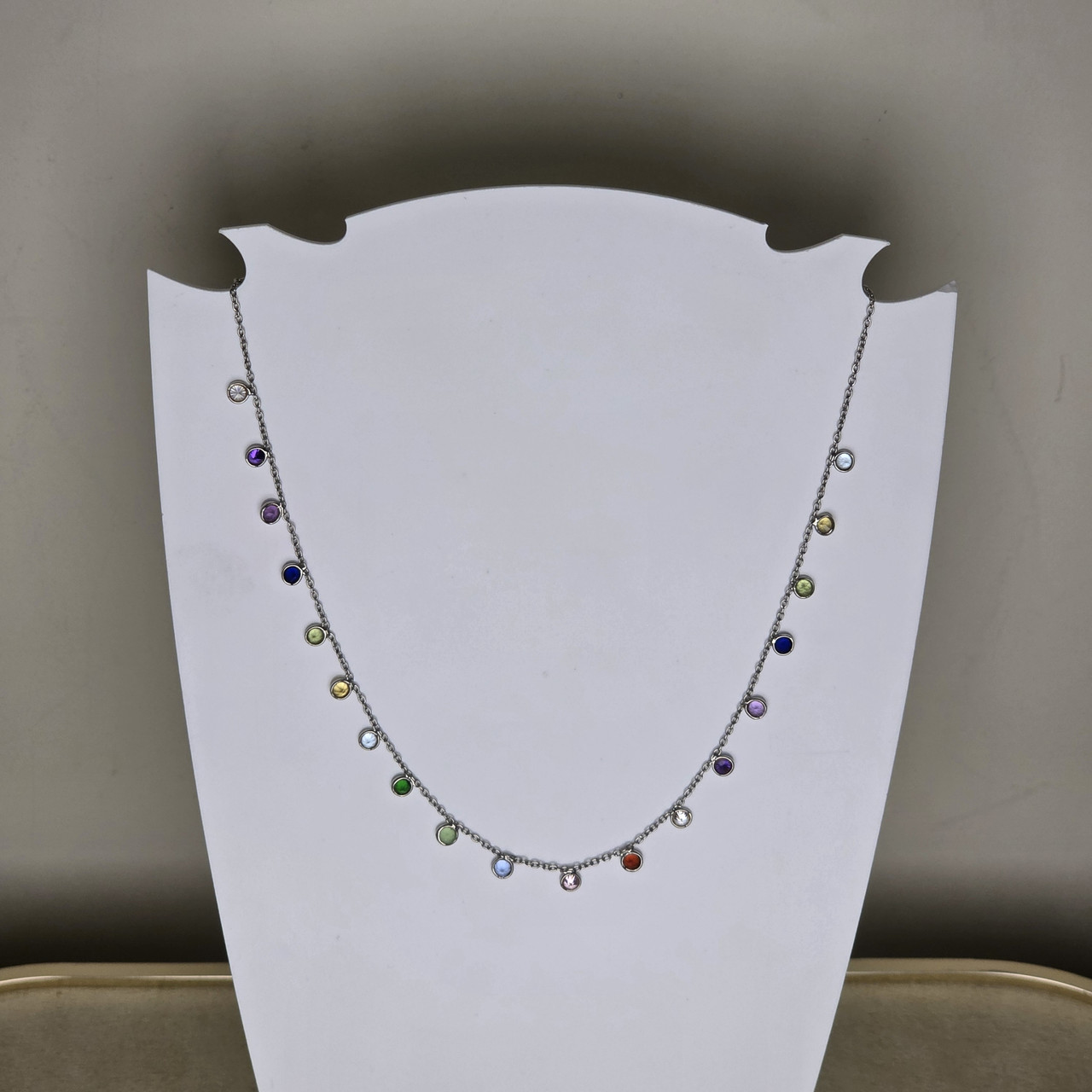 Колье чокер серебро 925пр 2,7г, аметист, цитрин, топаз, сапфир, гранат размер 34-38, фото 1