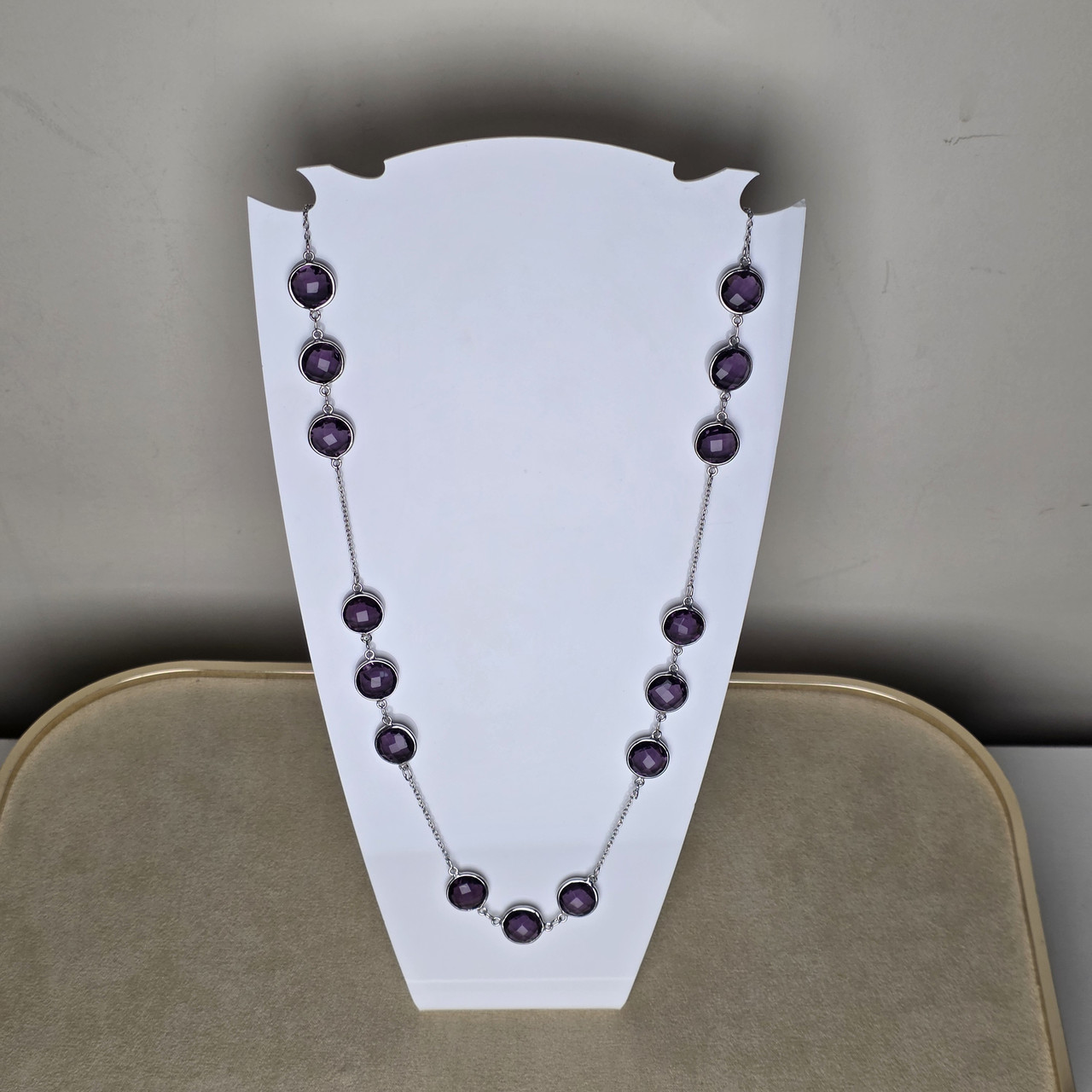 Колье серебро 925пр 19г, аметист, размер 60, фото 1