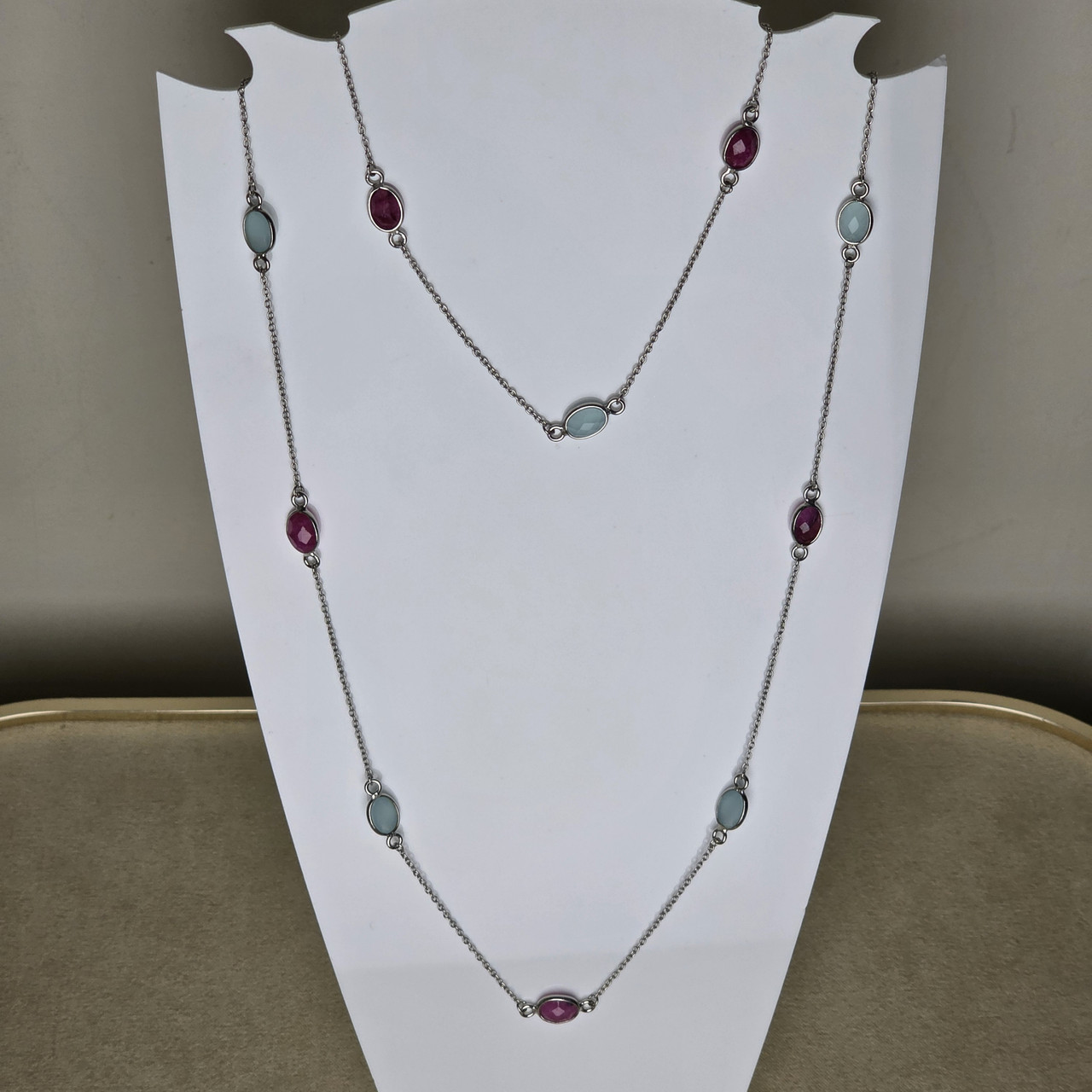 Колье сотуар серебро 925пр 8,4г, рубин кварц, размер 92, фото 1