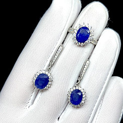 Комплект с натуральными Сапфирами 9 мм