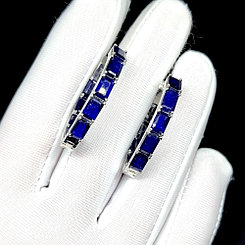 Шикарные серьги с натуральными Сапфирами 7 мм