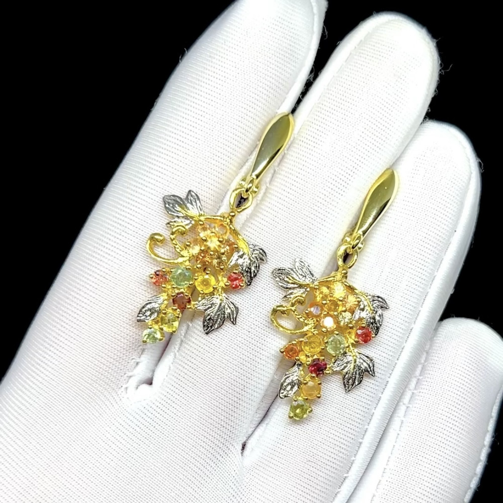 Серьги с натуральными цветными Сапфирами, фото 1