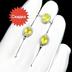 Комплект с натуральными желтыми Сапфирами