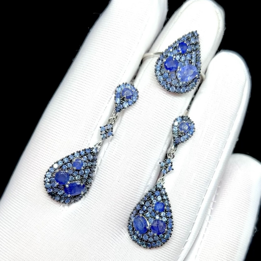 Шикарный комплект с натуральными Сапфирами, фото 1