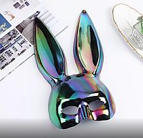 Карнавальная маска зайца переливающаяся 35*18 см oil slick